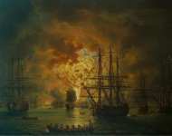 Hackert Jakob Philipp Destruction of the Turkish Fleet in the Bay of Chesme  - Hermitage